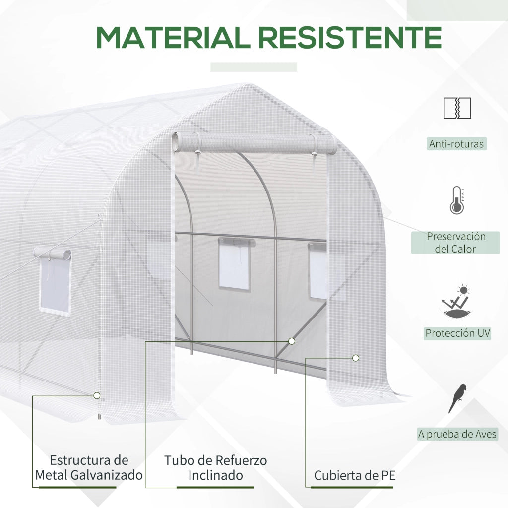 Serra da Giardino Tunnel 4x2x2 m ¨C zephmum ¨C Bianco con 6 Finestre