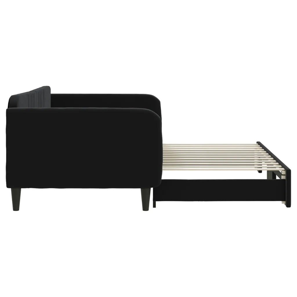 Divano Letto con Letto Estraibile Nero 100x200 cm in Velluto