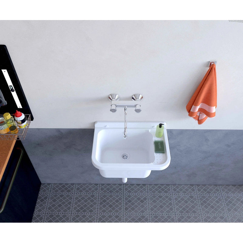 Pilozzo a muro da esterno 50x34 cm con troppopieno  Marmorizzato  Giardino e garage  Kit di montaggio e scarico  Negrari