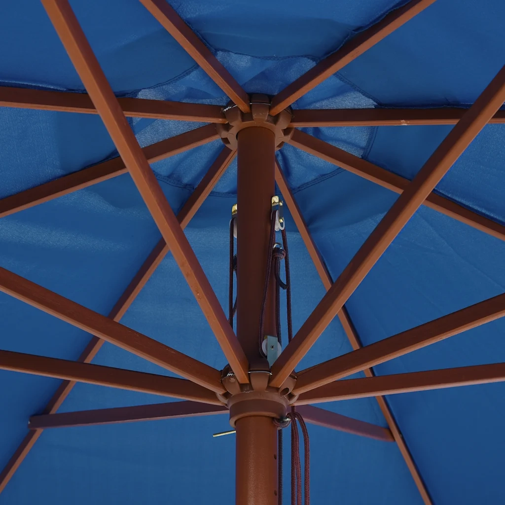Ombrellone da Esterni con Palo in Legno 350 cm Blu