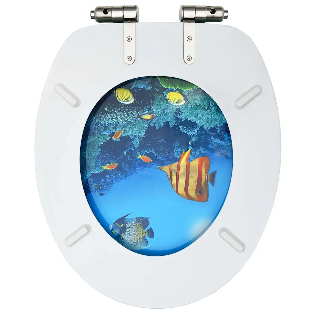 Copriwater 2 pz con Chiusura Ammortizzata in MDF Fondo Mare cod mxl 40406