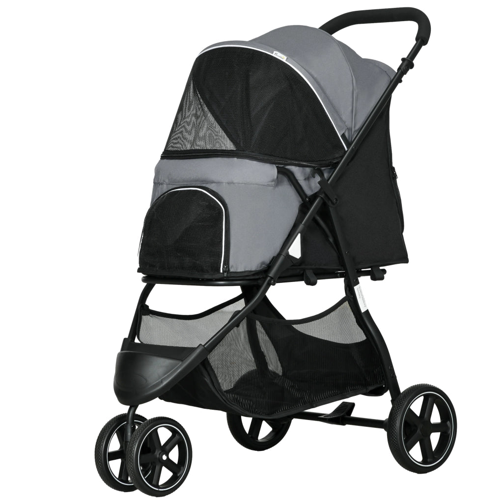Carrello Pieghevole per Animali Domestici ¨C zephmum ¨C Grigio 83x55x101 cm