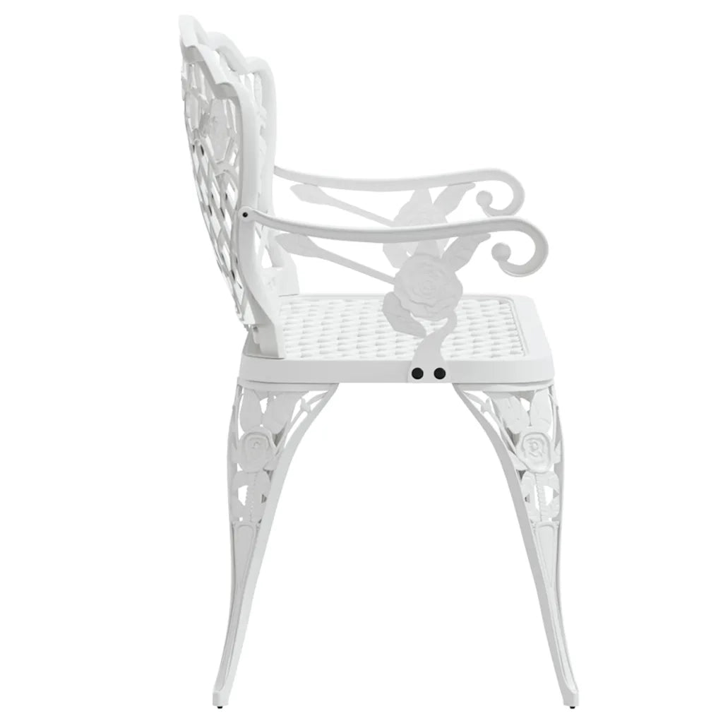 Panchina da Giardino 108 cm in Alluminio Pressofuso Bianca 317742