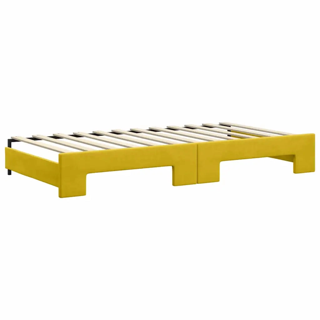 Divano Letto Estraibile con Cassetti Giallo 100x200cm Velluto 3197855
