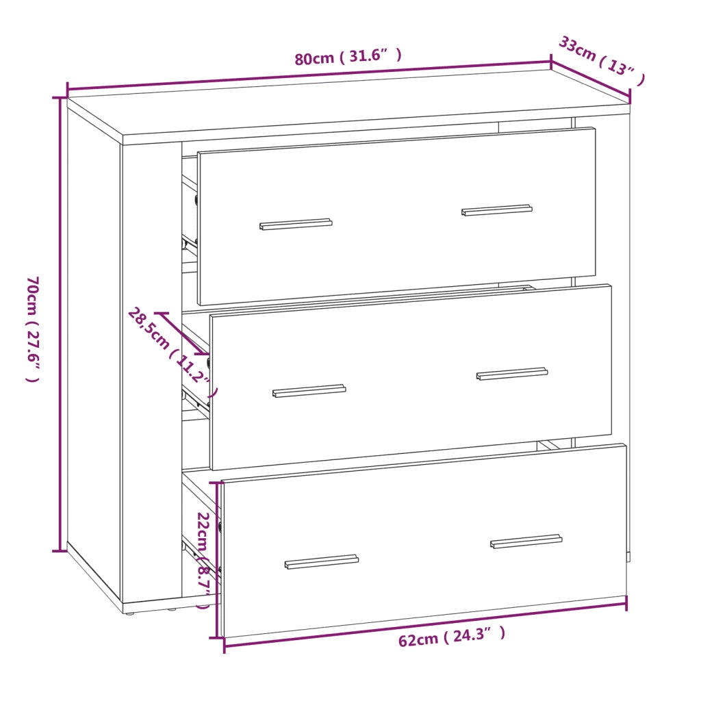 Credenza Rovere Fumo 80x33x70 cm in Legno Multistrato cod mxl 24790