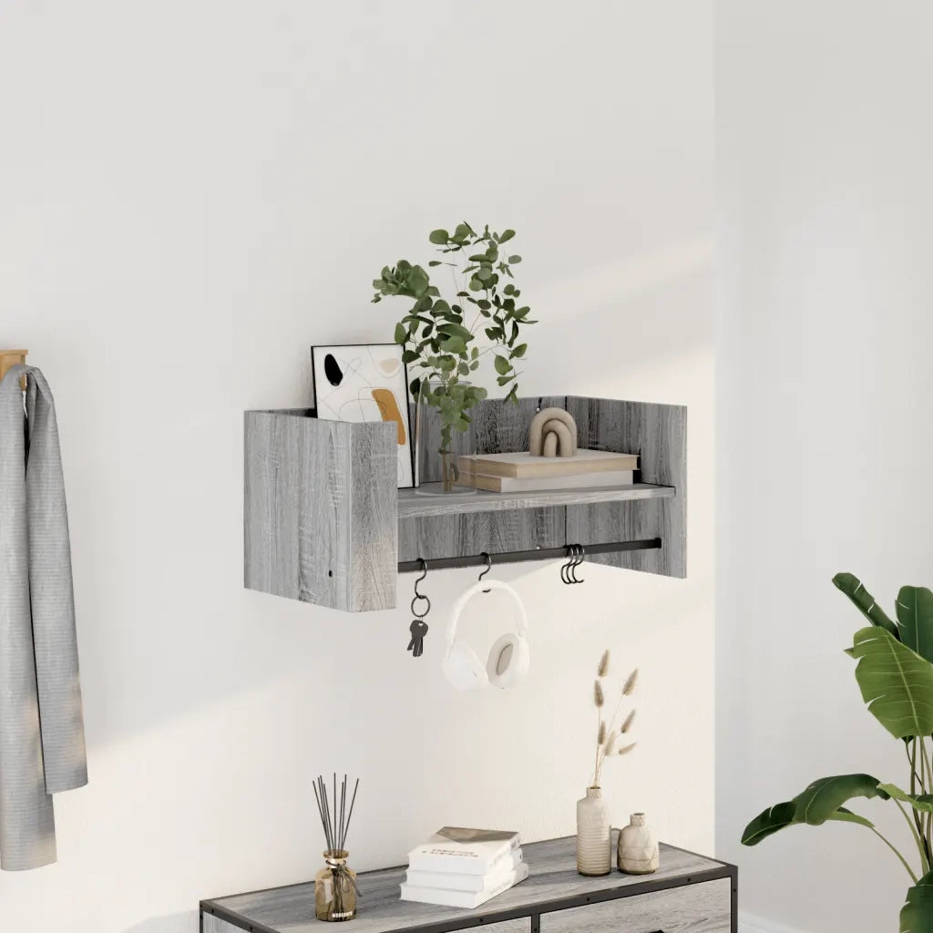 Mensola a Muro | Mensola a parete Grigio Sonoma 70,5x35x30,5 cm Legno Multistrato