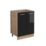 Vicco Mobiletto base cucina Nero lucido 60 cm senza piano di lavoro