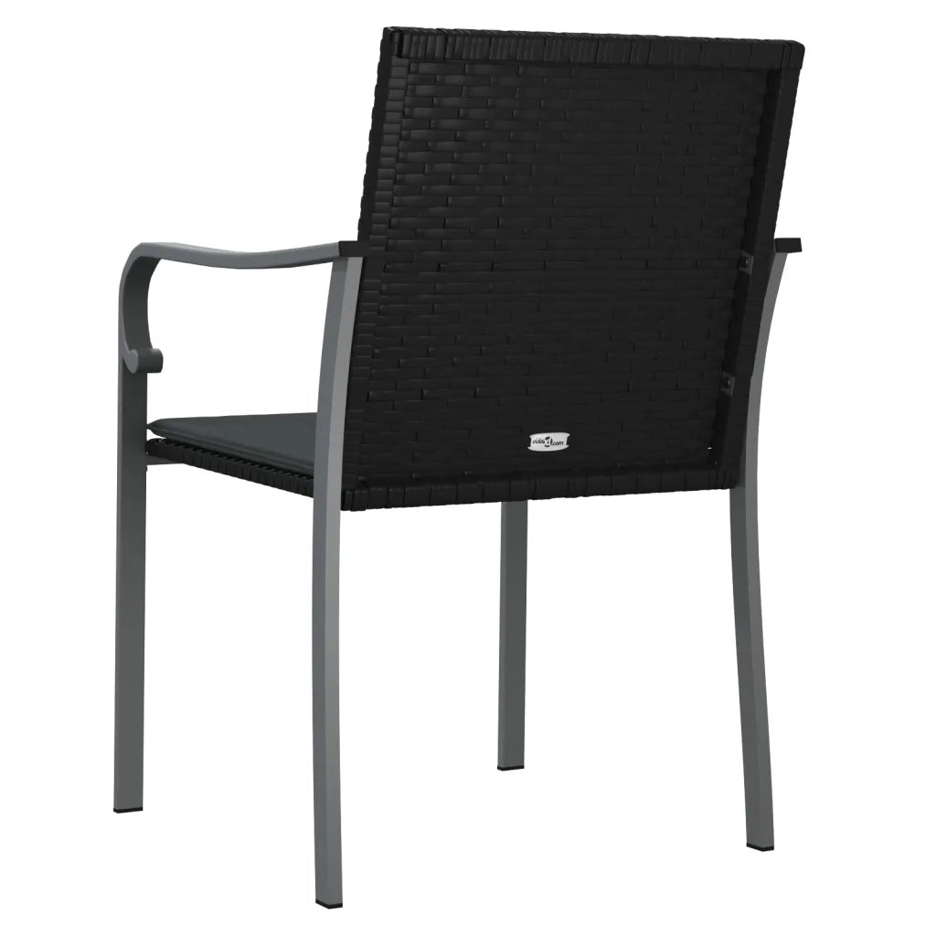 Sedie da Giardino con Cuscini 4 pz | Sedie da Esterno Neri 56x59x84cm in Polyrattan