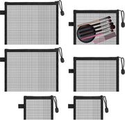Organizzatore 6-comparto per accessori, borsa per penne, borsa a rete con cerniera, borsa per giocattoli, custodia trasparente, borsa portatile per scuola, ufficio e cosmetici