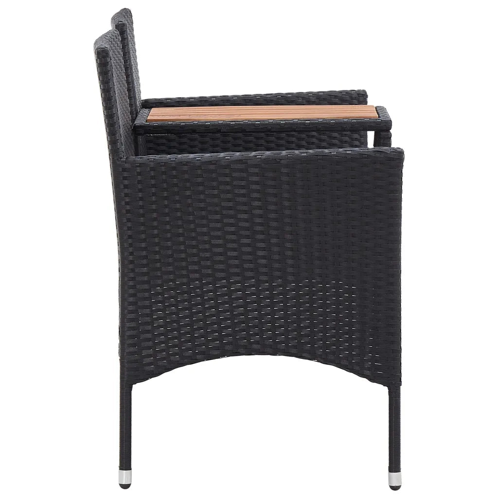 Panca da Giardino a 2 Posti-Sgabello-Panca da esterno con Tavolino 143 cm Polyrattan Nero