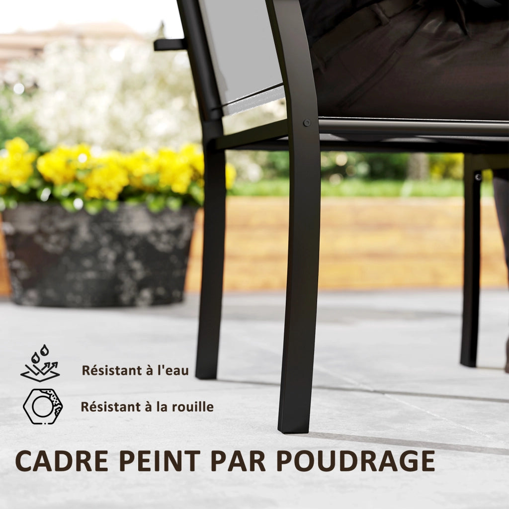 Set 2 Sedie da Giardino Impilabili ¨C Xylo ¨C con Braccioli Struttura Acciaio Grigio Chiaro 60x65x85cm