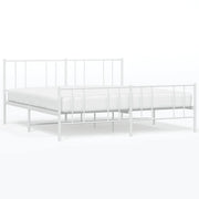 Letto matrimoniale | Letto per adulti | Giroletto con Testiera e Pediera Metallo Bianco 200x200 cm