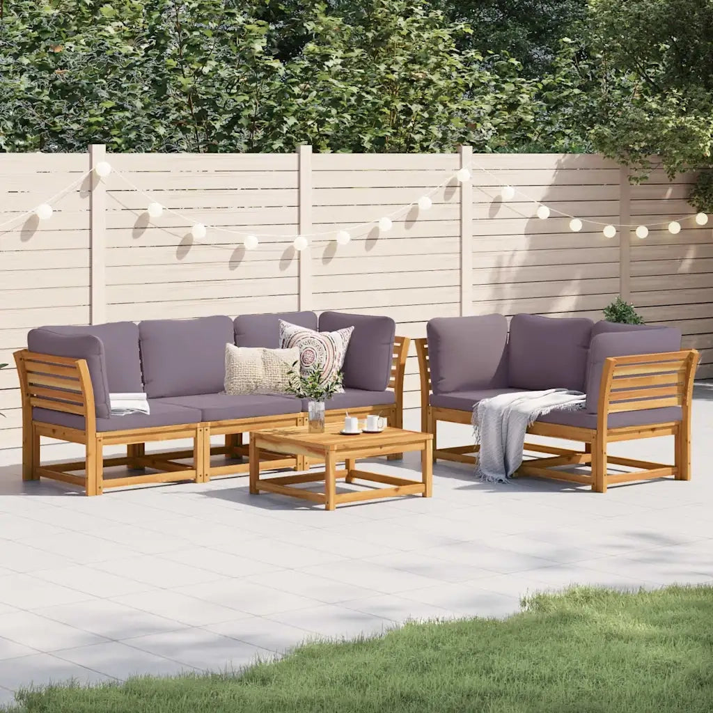 Set Salotto da Giardino 6 pz con Cuscini in Massello di Acacia 3214316