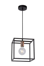 Lampada a sospensione geometrica nera rame E27 Lucide Arthur