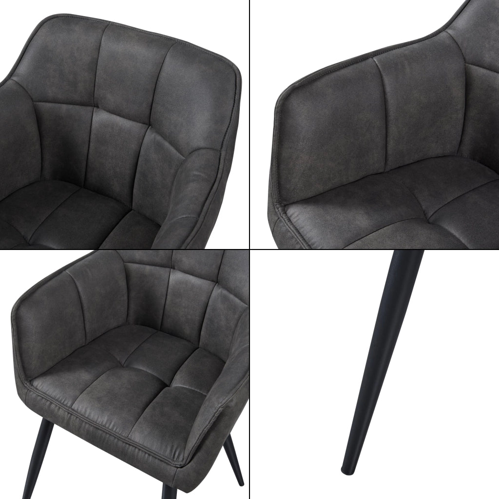 Set di 2 sedie da pranzo/soggiorno/cucina dal design moderno 81 x 57 x 53 cm grigio scuro/nero 03_0009605