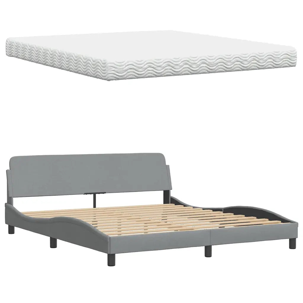 vidaXL Letto con Materasso Grigio Chiaro180x200 cm Tessuto
