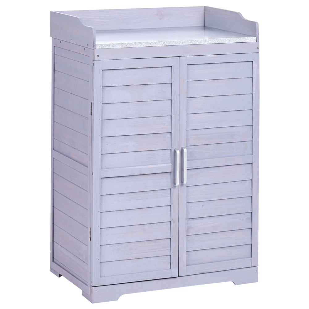 Banco da giardinaggio Legno di abete grigio Mobili da esterno Resistente alle intemperie Dimensioni compatte