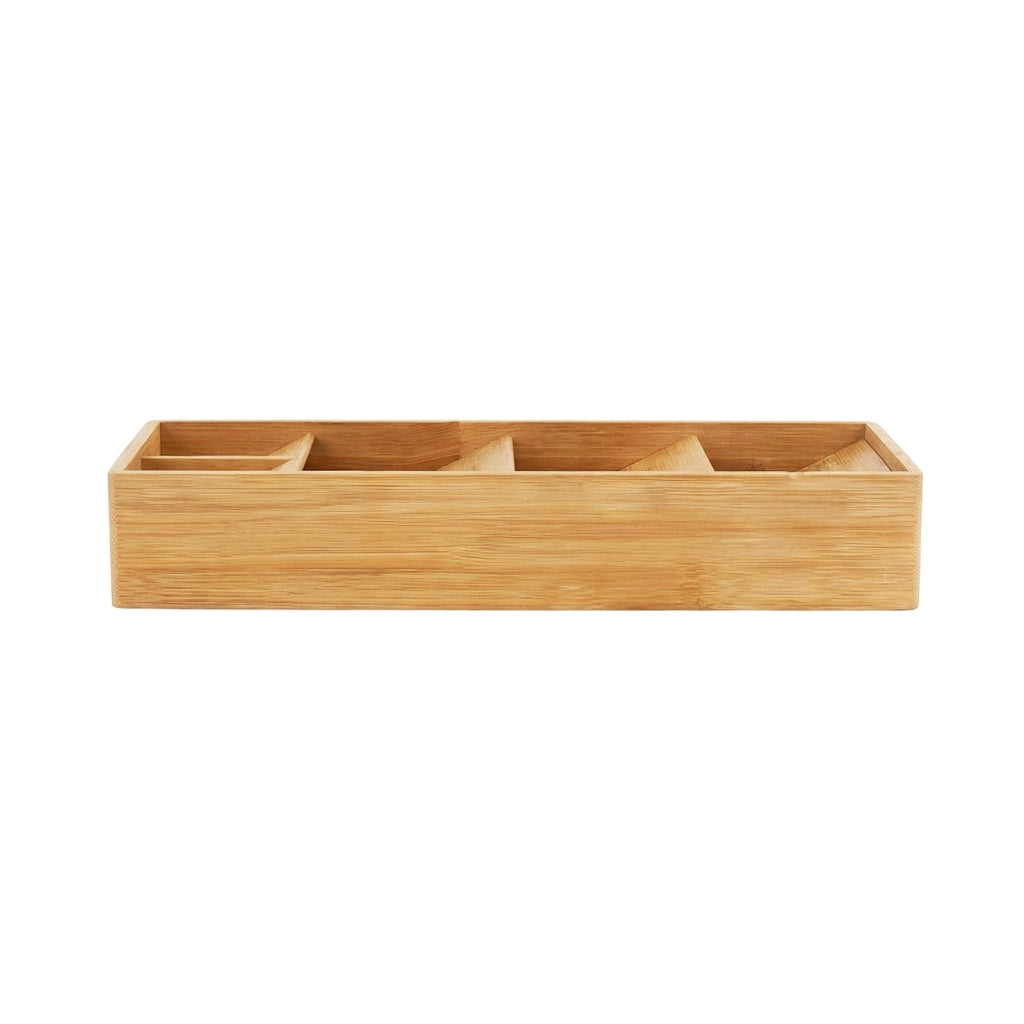 Organizer Posate in Bambù 5 Scomparti per Cassetto con Piedini Antiscivolo Beige Cheffinger