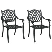 Sedia da Giardino 2 pz | Sedie da Esterno Nero 56 x 55 x 92.5cm Alluminio