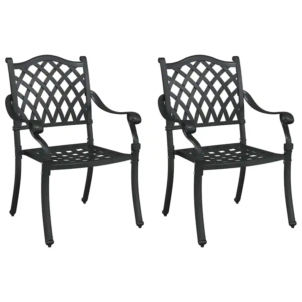 Sedia da Giardino 2 pz | Sedie da Esterno Nero 56 x 55 x 92.5cm Alluminio