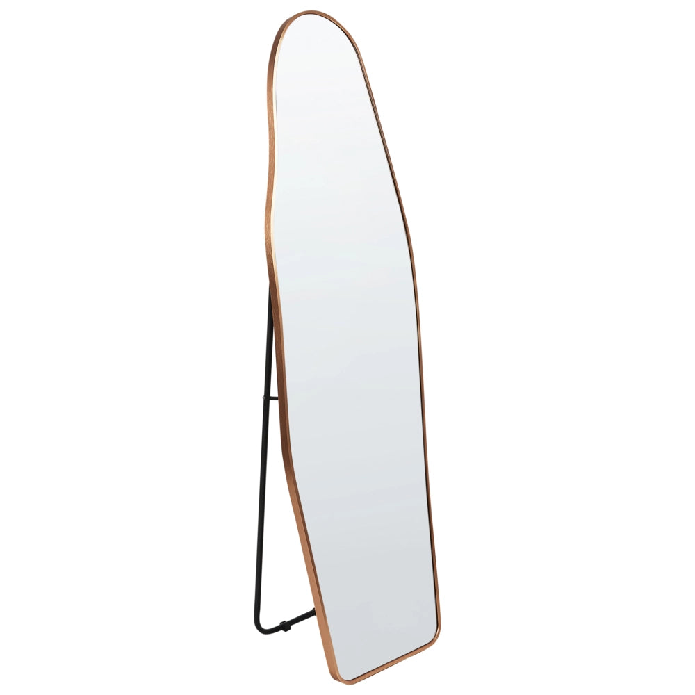 Specchio a stelo con cornice in alluminio dorato 48 x 160 cm con supporto Forma irregolare con cornice a tutta lunghezza Design moderno