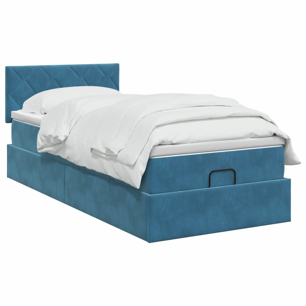 Letto Ottomano con Materasso e LED Blu scuro 100 x 200 cm 3457195