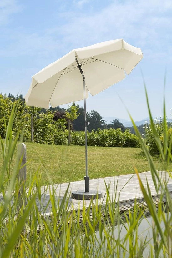 Ombrellone natura 200 cm con struttura rotonda in acciaio copertura in poliestere 24 kg - mobili da giardino, arredamento esterno