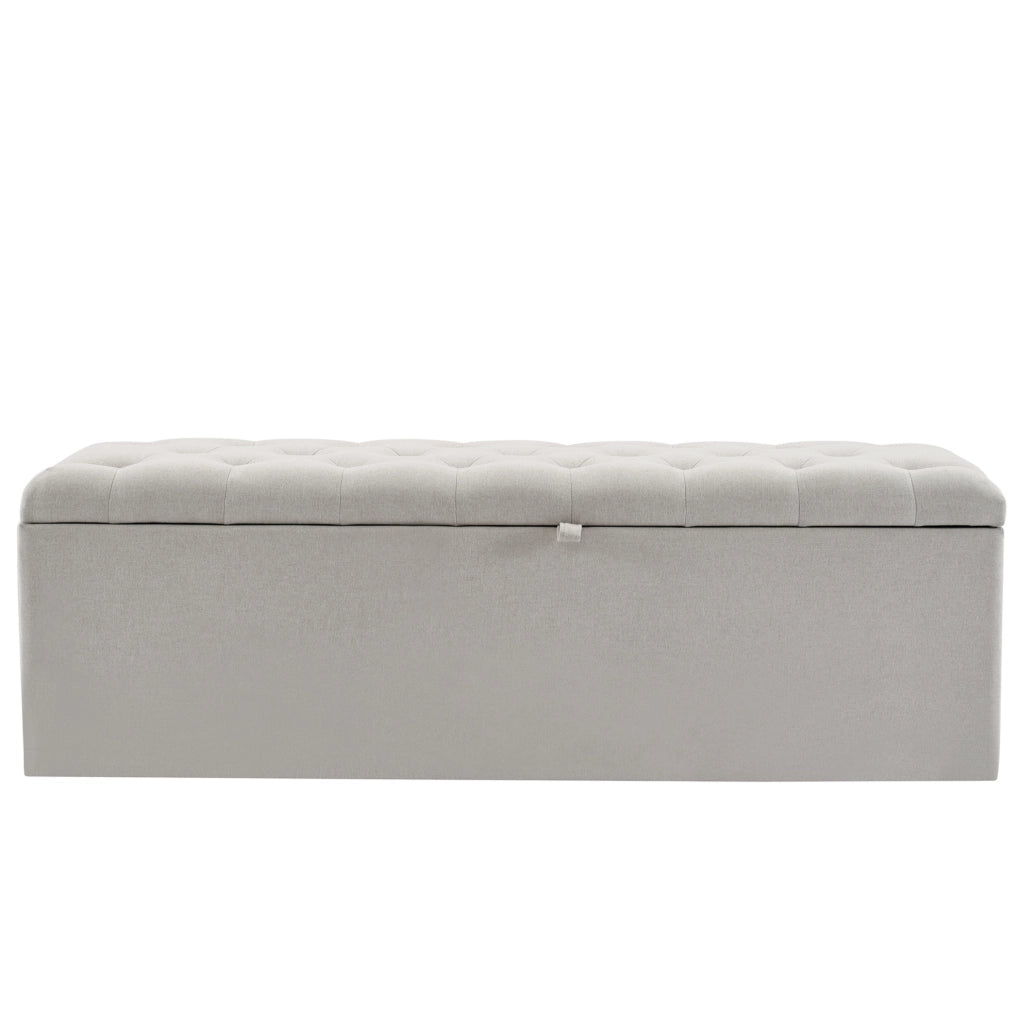 Panca contenitore in lino 141 x 41;5 x 47 cm; grigio chiaro