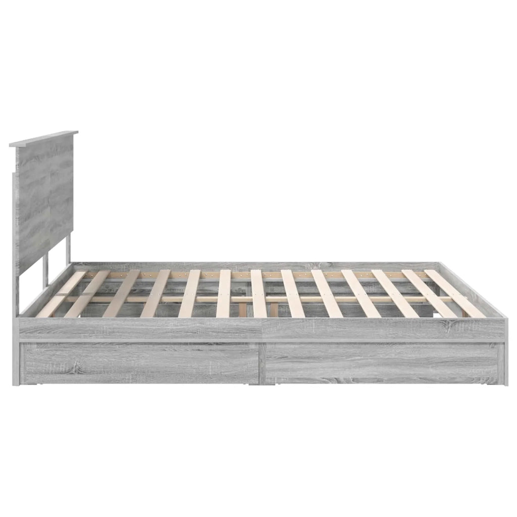 Letto con Contenitore con testiera Grigio Sonoma 200 x 200 cm