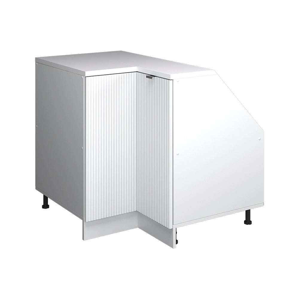 Mobile sottotetto Mobile angolare Rion Ondulazione bianca/Bianco 75.6 x 83.8 cm con 1 porta, carcassa dell’armadio profondità 60 cm Vicco
