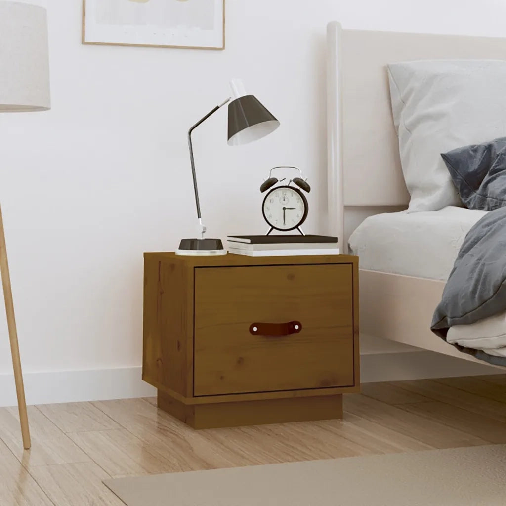 Comodino | Armadio da Notte | Mobiletto da notte ambra 40x34x35 cm in Legno Massello di Pino