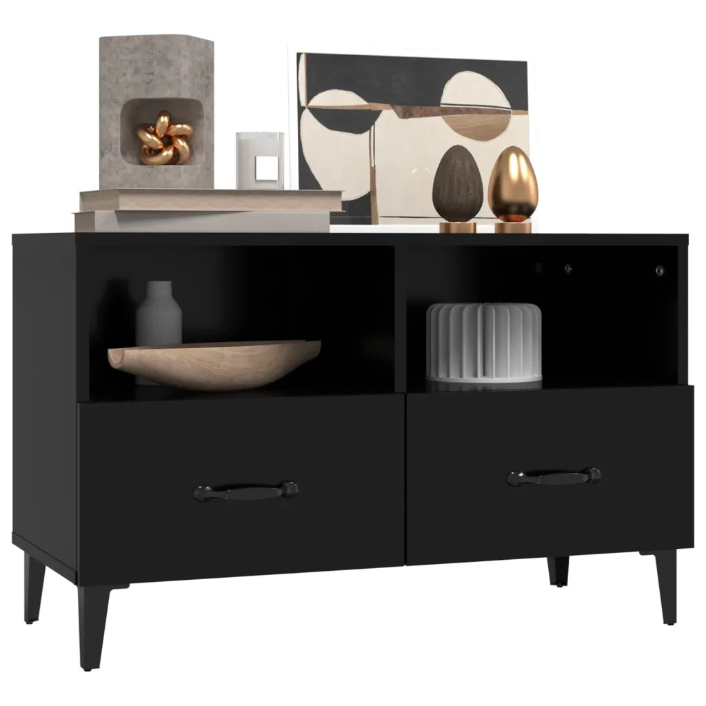 Mobile Porta TV Nero 80x36x50 cm in Legno Multistrato 812592