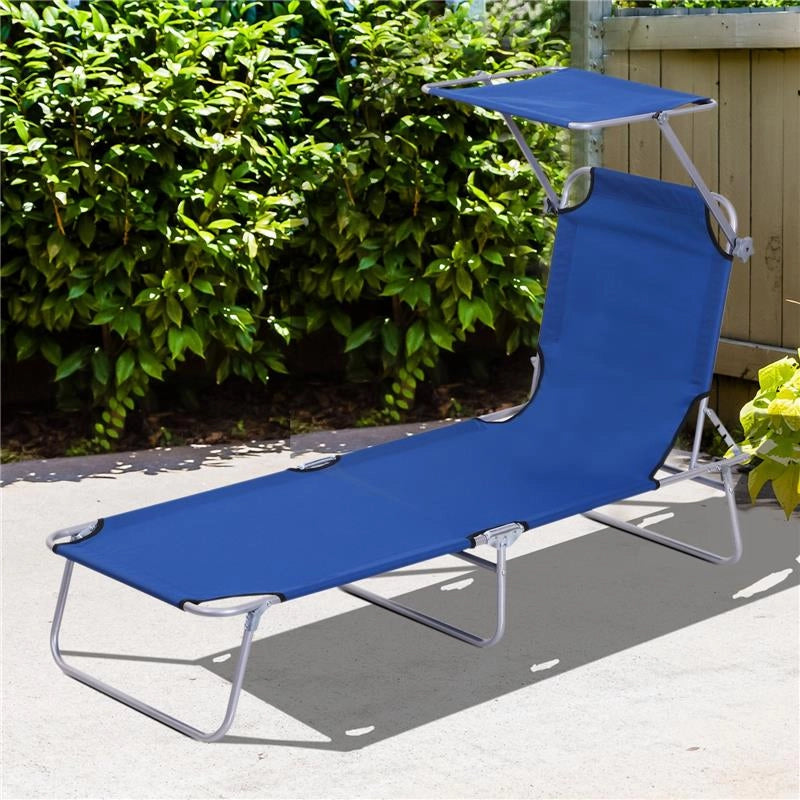 LETTINO PRENDISOLE DA GIARDINO SDRAIO PIEGHEVOLE CON TETTUCCIO BLU