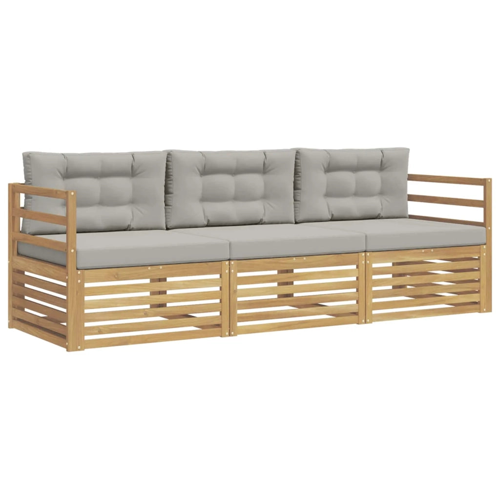 Set di divani da esterno 3 pcs Bianco e Grigio Chiaro
