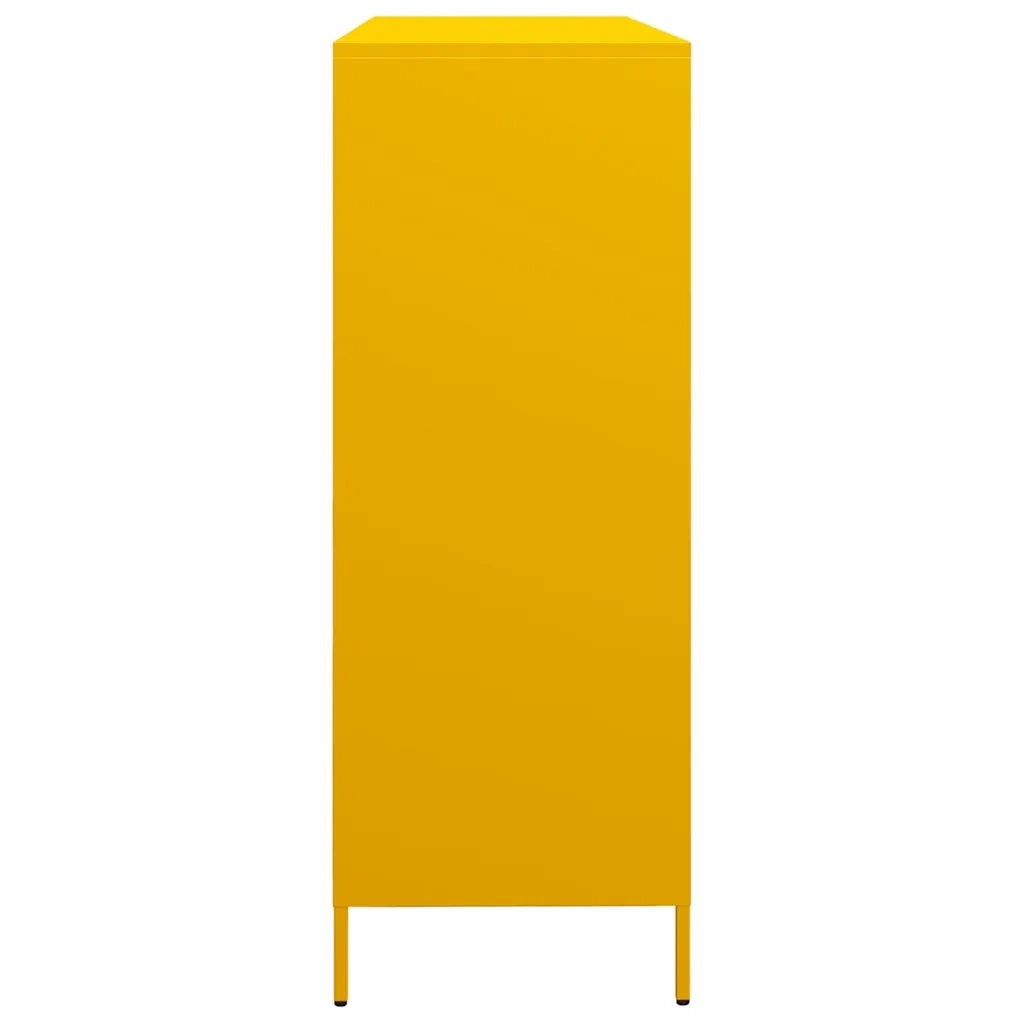 Credenza Giallo Senape 135x39x103,5 cm Acciaio Laminato Freddo