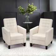 Poltrona Malea recliner 4 punti massaggianti in tessuto beige H97xL69xP87