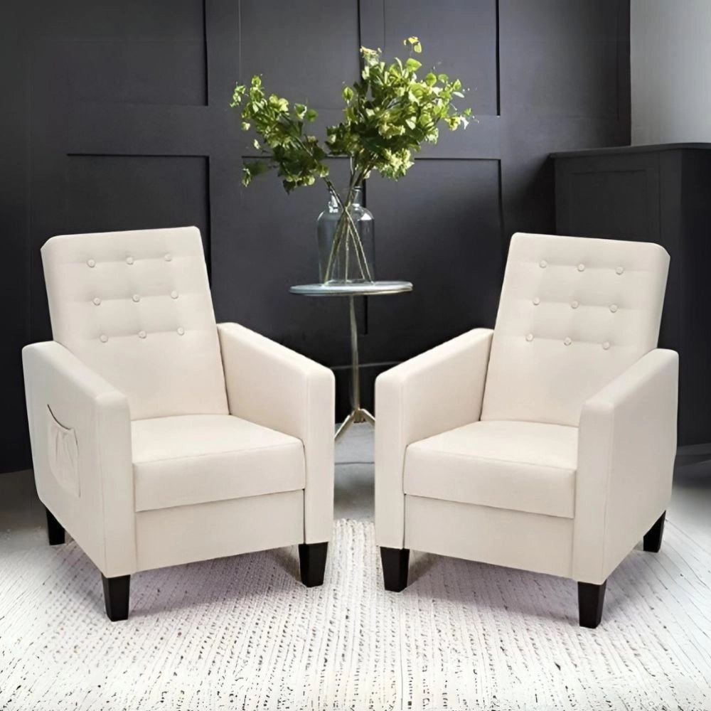 Poltrona Malea recliner 4 punti massaggianti in tessuto beige H97xL69xP87