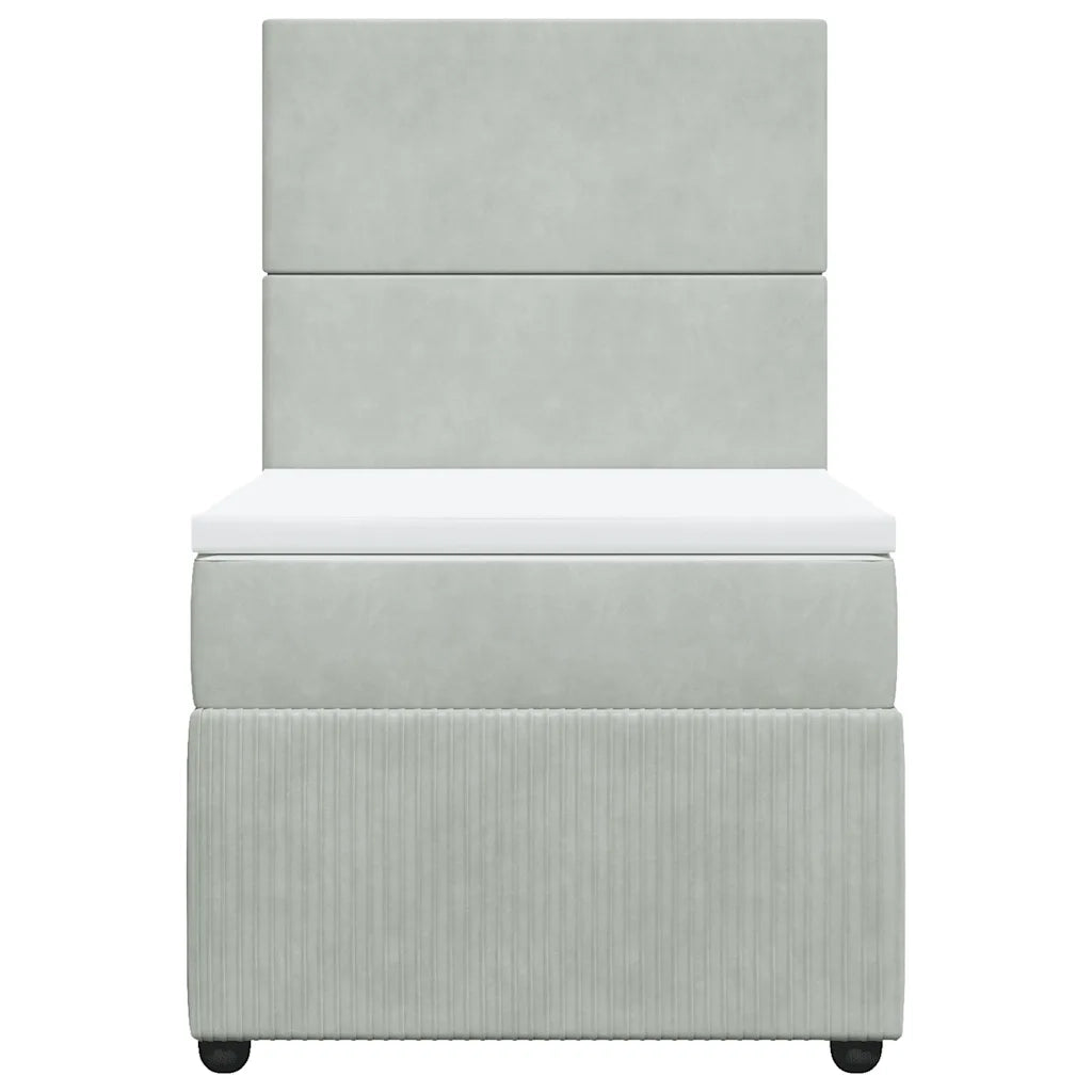 Giroletto a Molle con Materasso Grigio Chiaro 80x200 cm Velluto