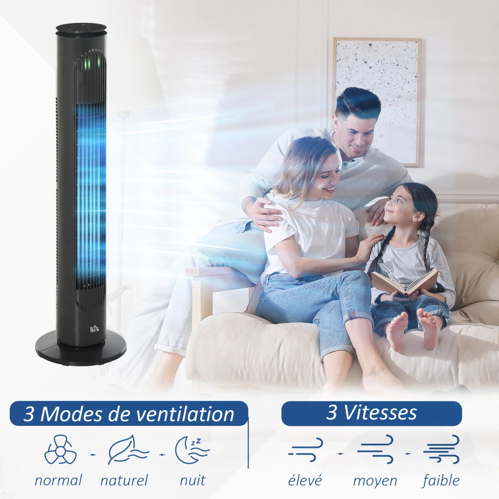 Ventilatore a colonna ¨C zephmum ¨C 45W telecomando timer 3 velocit¨¤ 22x77 cm grigio scuro