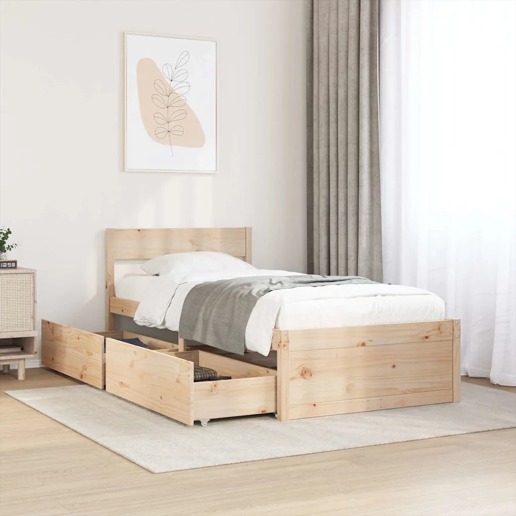 Letto senza Materasso 90x190 cm in Legno Massello di Pino