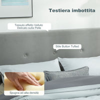 Letto a 1 Piazza e Mezza Contenitore 195x141x106 cm con Spazio a Scomparsa e Testiera Vellutata a Trapunta in Legno e