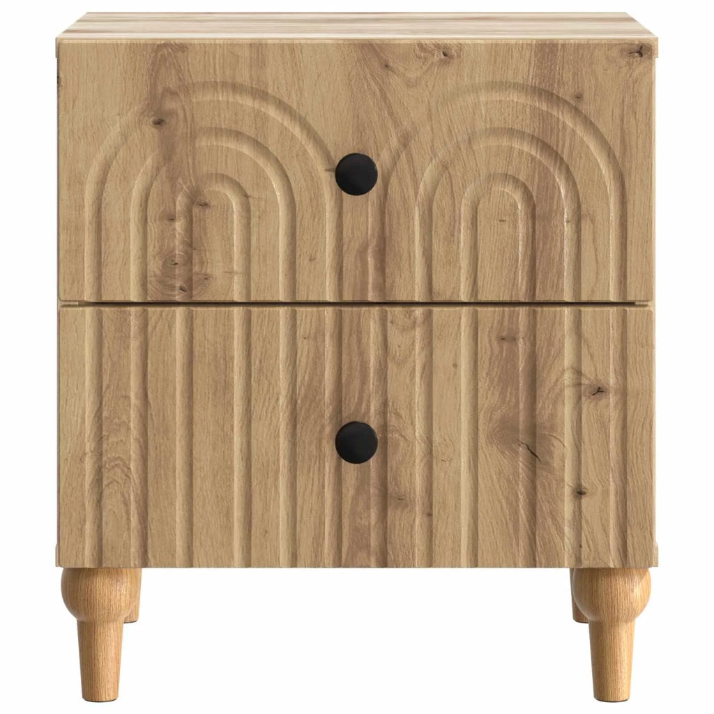 Set di 2 Comodini | Armadio da Notte | Mobiletto da notte Rovere Artigianale 43 x 34,5 x 48 cm