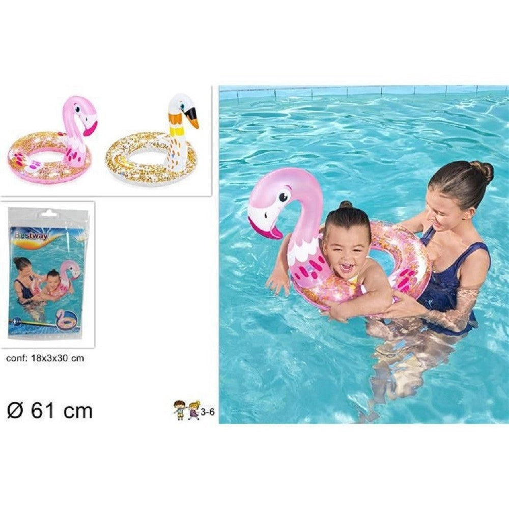 Trade Shop - Salvagente Gonfiabile 61cm Per Bambini Shimmer N'float Ciambella Assortiti 36306 -