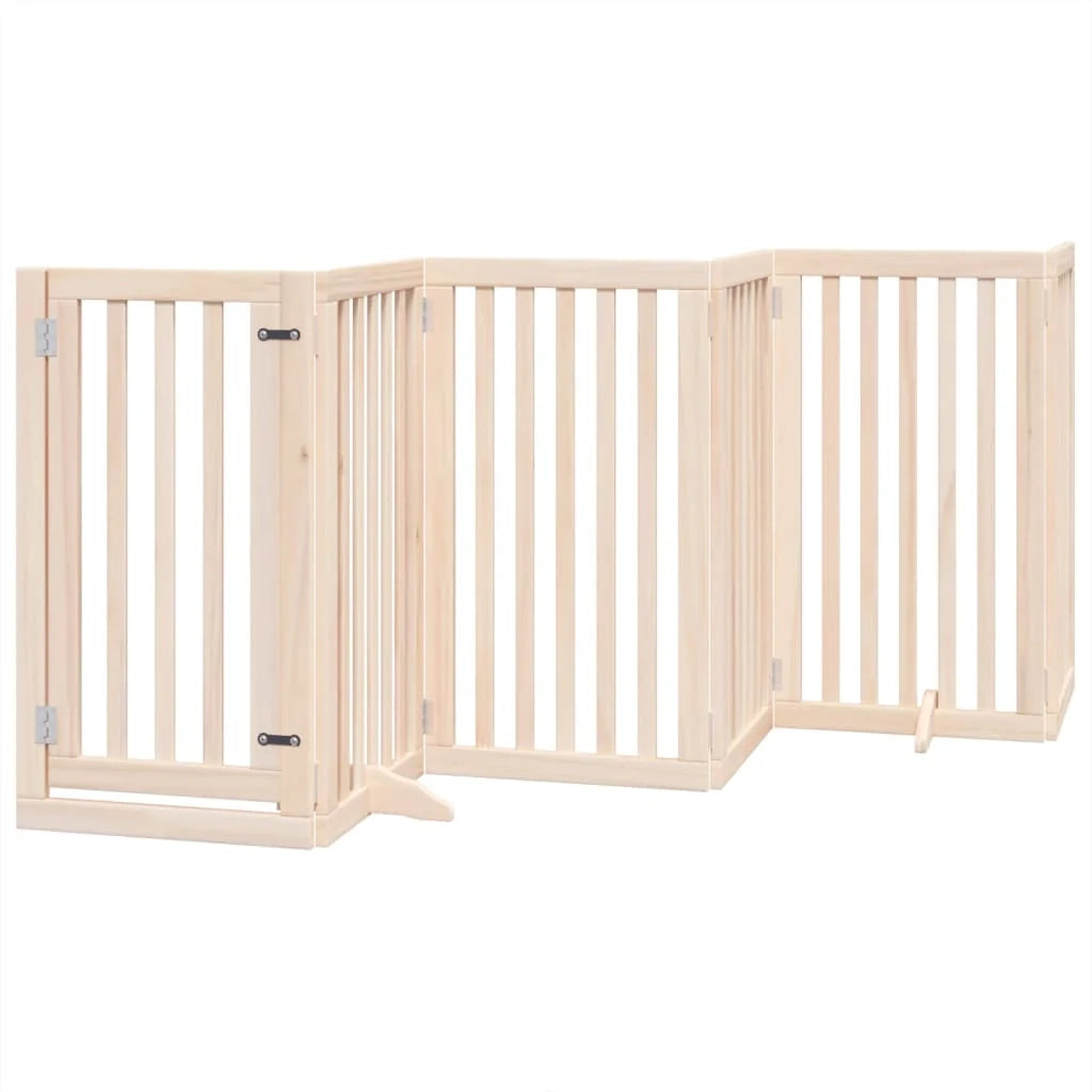 Cancelletto di sicurezza per animali domestici porta pieghevole 12 pannelli legno di pioppo marrone 02_0023163