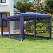 Tenda per Feste con 6 Pareti Laterali in Rete-Tenda Gazebo Blu 3x6 m HDPE