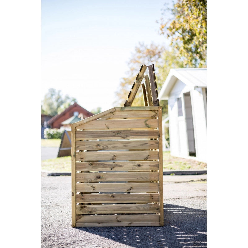 Copri bidoni da giardino in legno 150x90 cm – 2 posti con coperchi apribili – trattato autoclave – CP15090 Foresta