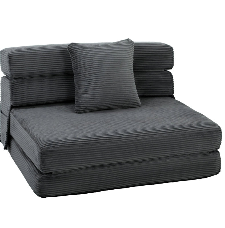 Poltrona da pavimento convertibile 2 in 1 grigio scuro con cuscino lombare