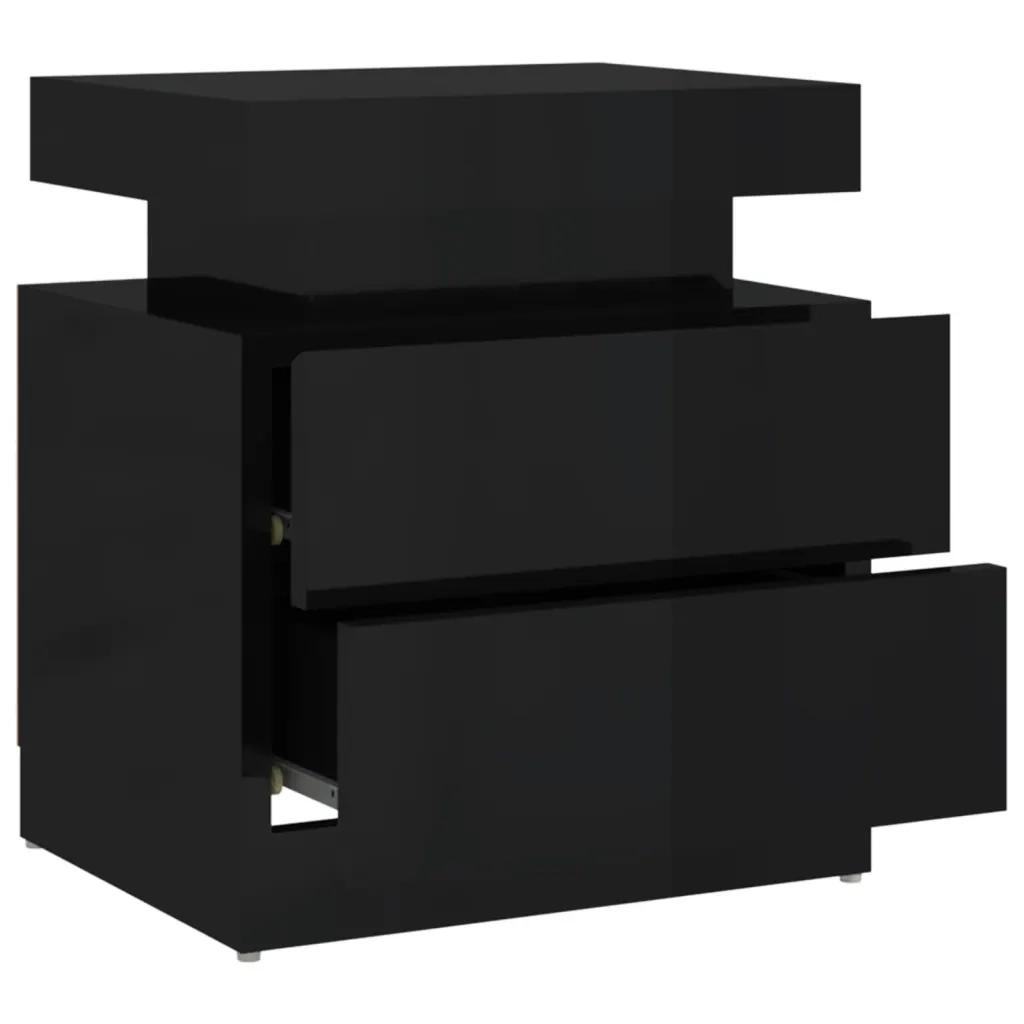 Comodino | Armadio da Notte | Mobiletto da notte Nero Lucido 45x35x52 cm in Legno Multistrato