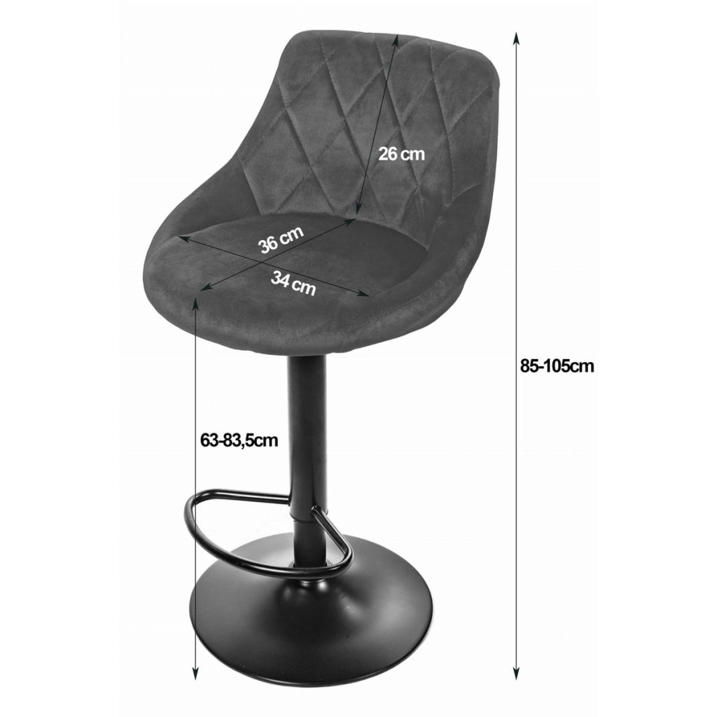 Set di 2 sgabelli bar Kast in velluto blu e base nera