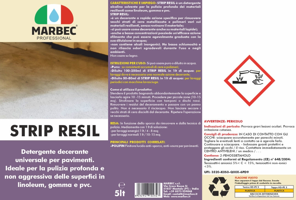 Pulizia linoleum STRIP RESIL   5LTx4Pz